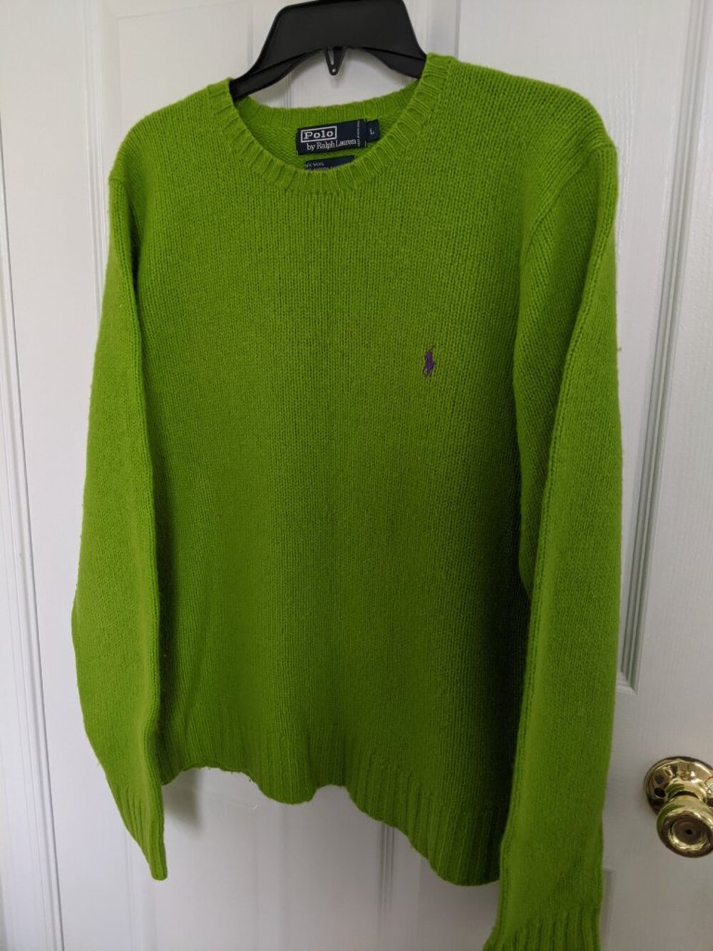 VTG Polo Ralph Lauren Men Crew Neck Wool&Angora Sweater Apple Green Size M